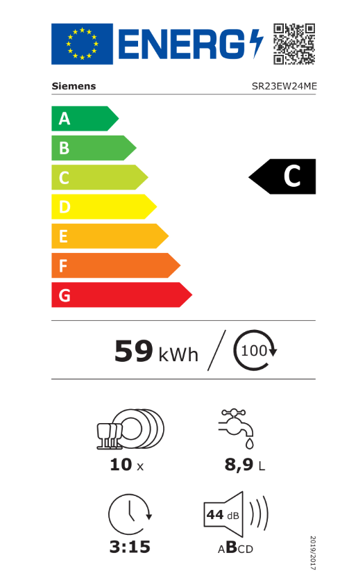 iQ300, Lave-vaisselle pose-libre, 45 cm, Blanc SIEMENS SR23EW24ME