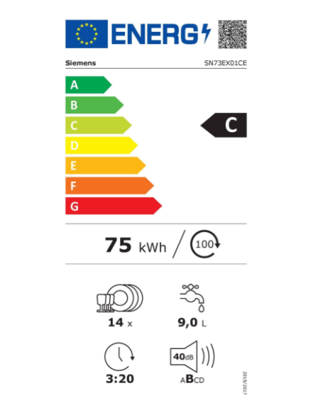 iQ300, Lave-vaisselle tout intégrable, 60 cm, Porte à glissières SIEMENS SN73EX01CE