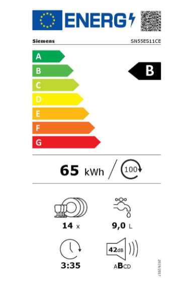 iQ500, Lave-vaisselle encastrable avec bandeau, 60 cm, Metallic SIEMENS SN55ES11CE