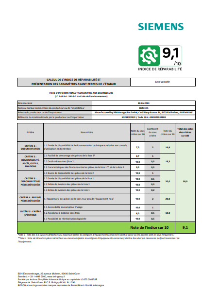 iQ500, Lave-vaisselle pose-libre, 60 cm, Blanc SIEMENS SN25EW09CE