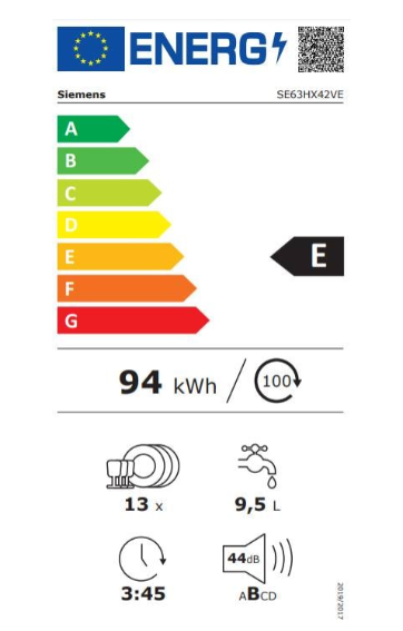 iQ300, Lave-vaisselle tout intégrable, 60 cm SIEMENS SE63HX42VE
