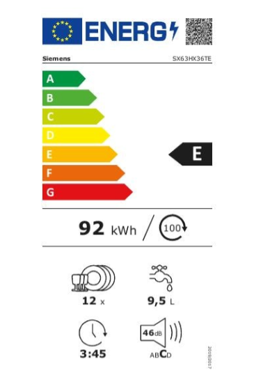 iQ300, Lave-vaisselle tout intégrable, 60 cm, XXL SIEMENS SX63HX36TE(F)