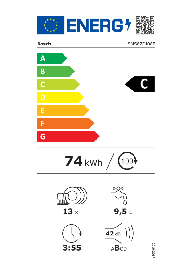 Série 6, Lave-vaisselle pose-libre, 60 cm, Inox BOSCH SMS6ZDI08E