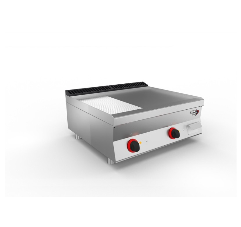 SOFRACHEF - Top plancha électrique - L 800 mm - AISI 430 2/3 lisse + 1/3 rainurée - SOFRACA - 7STP8ALRE