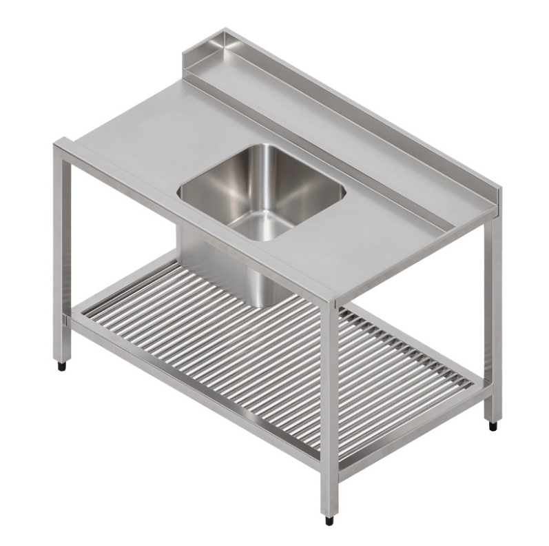Table avec cuve pour lave-vaisselle à capot - Prof. 750 mm - Accroche à droite - SOFRACA - TLEDV120