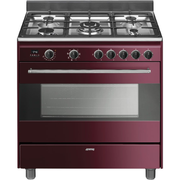 Centre de cuisson Piano Gaz 90cm Inox Bordeaux SMEG BG91RW9