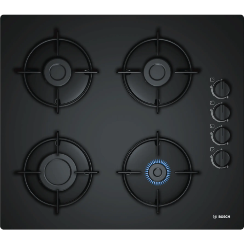 Table de cuisson gaz verre noir 60cm Bosch POP6B6B10(F)