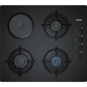 Table de cuisson gaz mixte 4 feux 60cm verre noir SIEMENS EO6B6YB10