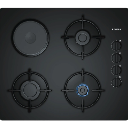 Table de cuisson gaz mixte 4 feux 60cm verre noir SIEMENS EO6B6YB10