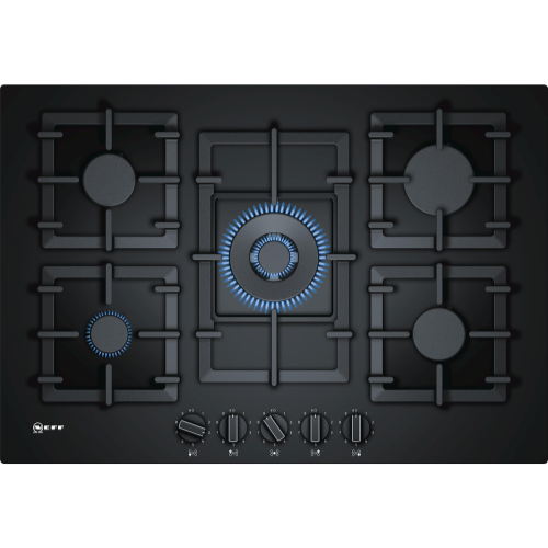 Table de cuisson gaz 5 feux Wok 75cm noir NEFF T27CS59S0