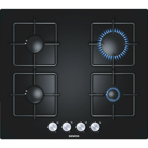 Table de cuisson gaz 4 feux 60cm verre noir SIEMENS EP616PB11E