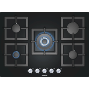 Table de cuisson gaz 5 feux 70cm verre noir fonte SIEMENS EP716QB21E