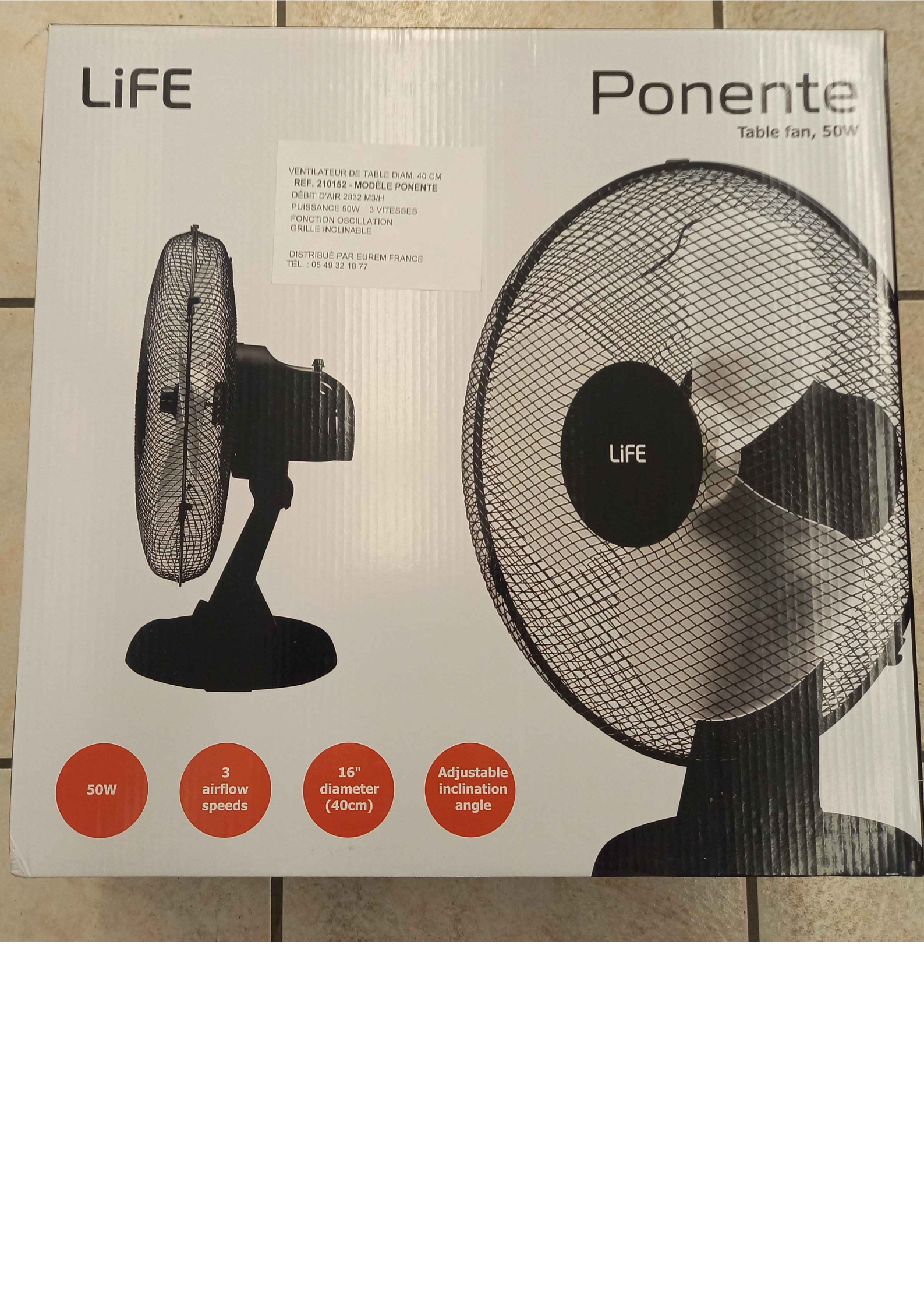 Ventilateur de Table LiFE Ponente (16" / 50W)