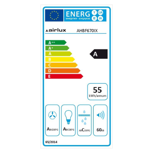 HOTTE DÉCORATIVE MURALE BOX FINE 60 CM INOX Airlux AHBF670IX - vue 3