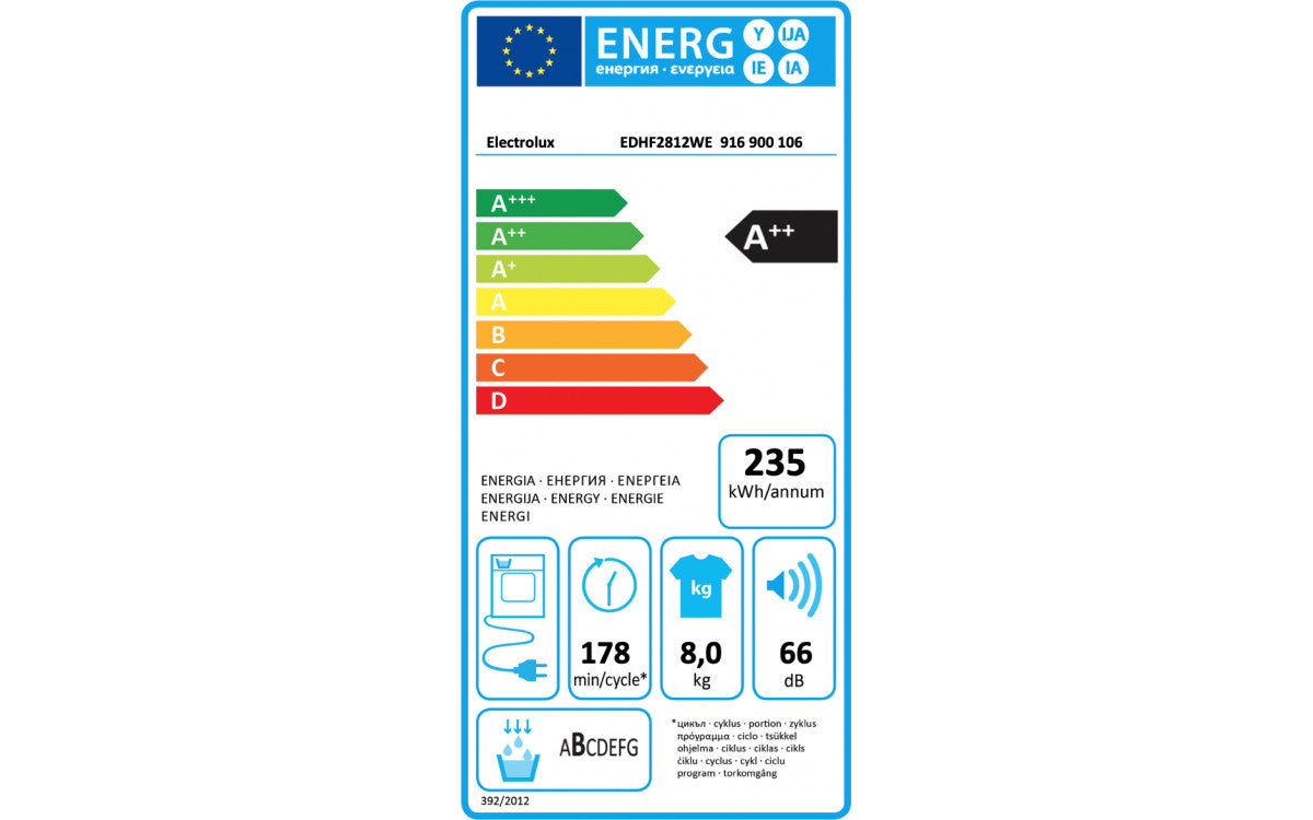 Sèche-linge Pompe à chaleur 8 ELECTROLUX EDHF2812WE