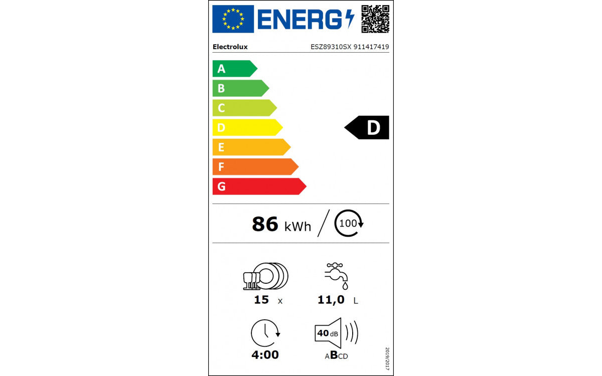 Lave-vaisselle Pose Libre 60 cm SprayZone 15 couverts ELECTROLUX ESZ89310SX