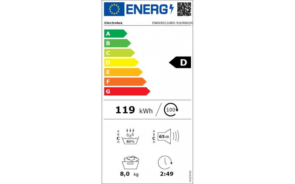 Sèche-linge Pompe à chaleur GentleCare 600 8 ELECTROLUX EW6HI5110RO