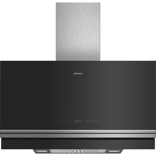 Hotte décorative murale plate noir et verre 90cm SIEMENS LC97FVW60