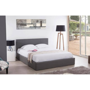LIT COFFRE BASTIEN EN SIMILICUIR GRIS 160x200 cm EURODESIGN 720G160