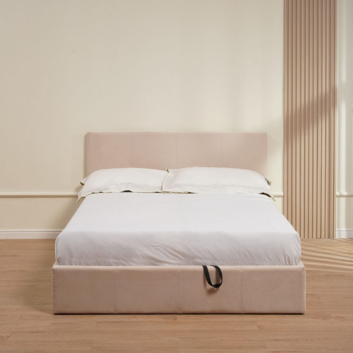 LIT COFFRE BASTIEN VELOURS BEIGE 160x200CM EURODESIGN 720VBE160