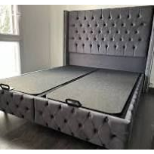 LIT COFFRE BOX CLOUTE ANTHRACITE 140x190CM EURODESIGN CLOU-VAN-140
