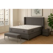 LIT COFFRE COCO BOX VELOURS GRIS 140X190CM EURODESIGN COCO-VG-140