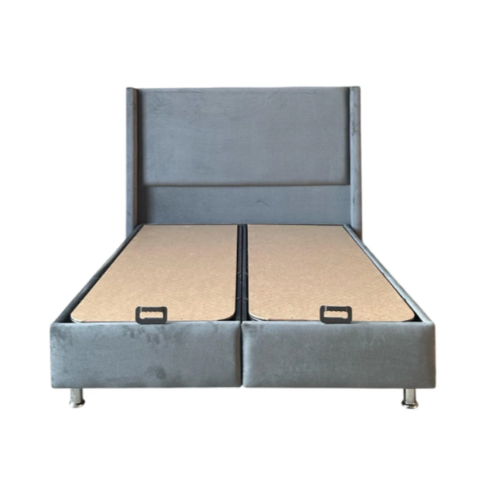 LIT COFFRE COCO BOX VELOURS GRIS 160x200CM EURODESIGN COCO-VG-160