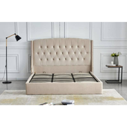 LIT COFFRE SULTAN CAPITONNE LOSANGE VELOURS BEIGE 180x200 cm EURODESIGN 747BE180