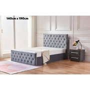 LIT COFFRE VICTORIA CAPITONNE AVEC DIAMANT VELOURS ANTHRACITE 160x200 EURODESIGN 717AN160