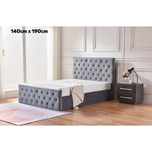 LIT COFFRE VICTORIA CAPITONNE AVEC DIAMANT VELOURS ANTHRACITE 160x200 EURODESIGN 717AN160