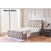 LIT COFFRE VICTORIA CAPITONNE AVEC DIAMANT VELOURS MOKA 160x200 EURODESIGN 717M160
