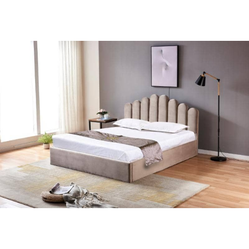 LIT DOHA VELOURS MOKA AVEC COFFRE 140x190 cm EURODESIGN 746M140