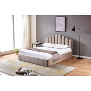 LIT DOHA VELOURS MOKA AVEC COFFRE 160x200 cm EURODESIGN 746M160