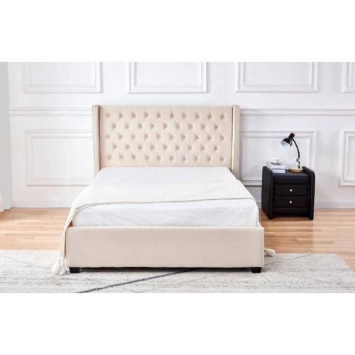 LIT ERES CAPITONNE VELOURS BEIGE 160x200 cm EURODESIGN 729BE160