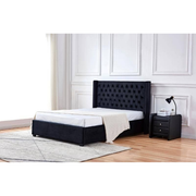 LIT ERES CAPITONNE VELOURS NOIR 160x200 cm EURODESIGN 729N160