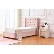 LIT ERES CAPITONNE VELOURS ROSE 90x190 cm 1 PLACE EURODESIGN 729R90