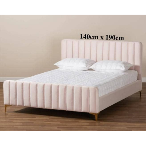 LIT FAYE CAPITONNE EN LIGNE VELOURS ROSE 160x200 cm EURODESIGN 725R160