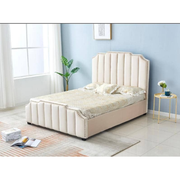 LIT PEPPER CAPITONNE EN LIGNE VELOURS BEIGE 160x200 cm EURODESIGN 718BE160 - vue 1