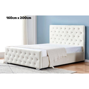 LIT PRESTIGE CAPITONNE AVEC DIAMANT VELOURS BLANC 160x200 cm EURODESIGN 718BLANC160
