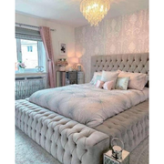LIT ROYAL CAPITONNE VELOURS GRIS 140x190 cm EURODESIGN 730G140