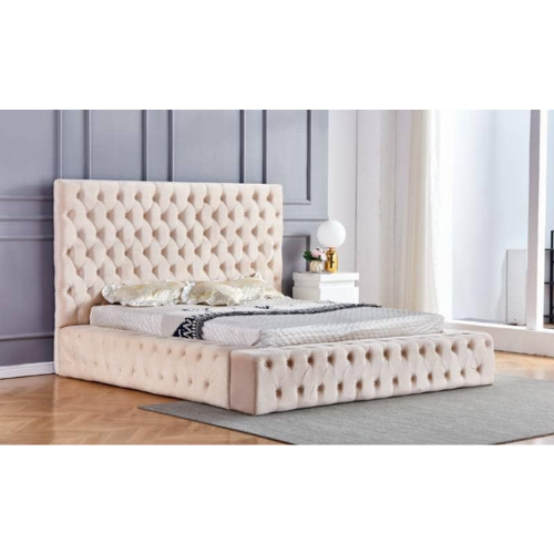 LIT ROYAL CAPITONNE VELOURS BEIGE 140x190 cm EURODESIGN 730BEG140