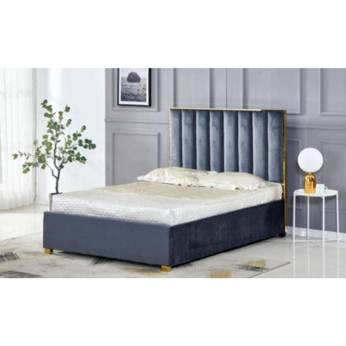 LIT TONY A BORDURE DOREE VELOURS ANTHRACITE 140x190 cm EURODESIGN 740AN140