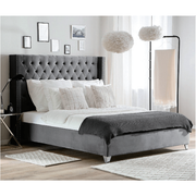 Lit double clouté gris 140x190 Eurodesign 728G140