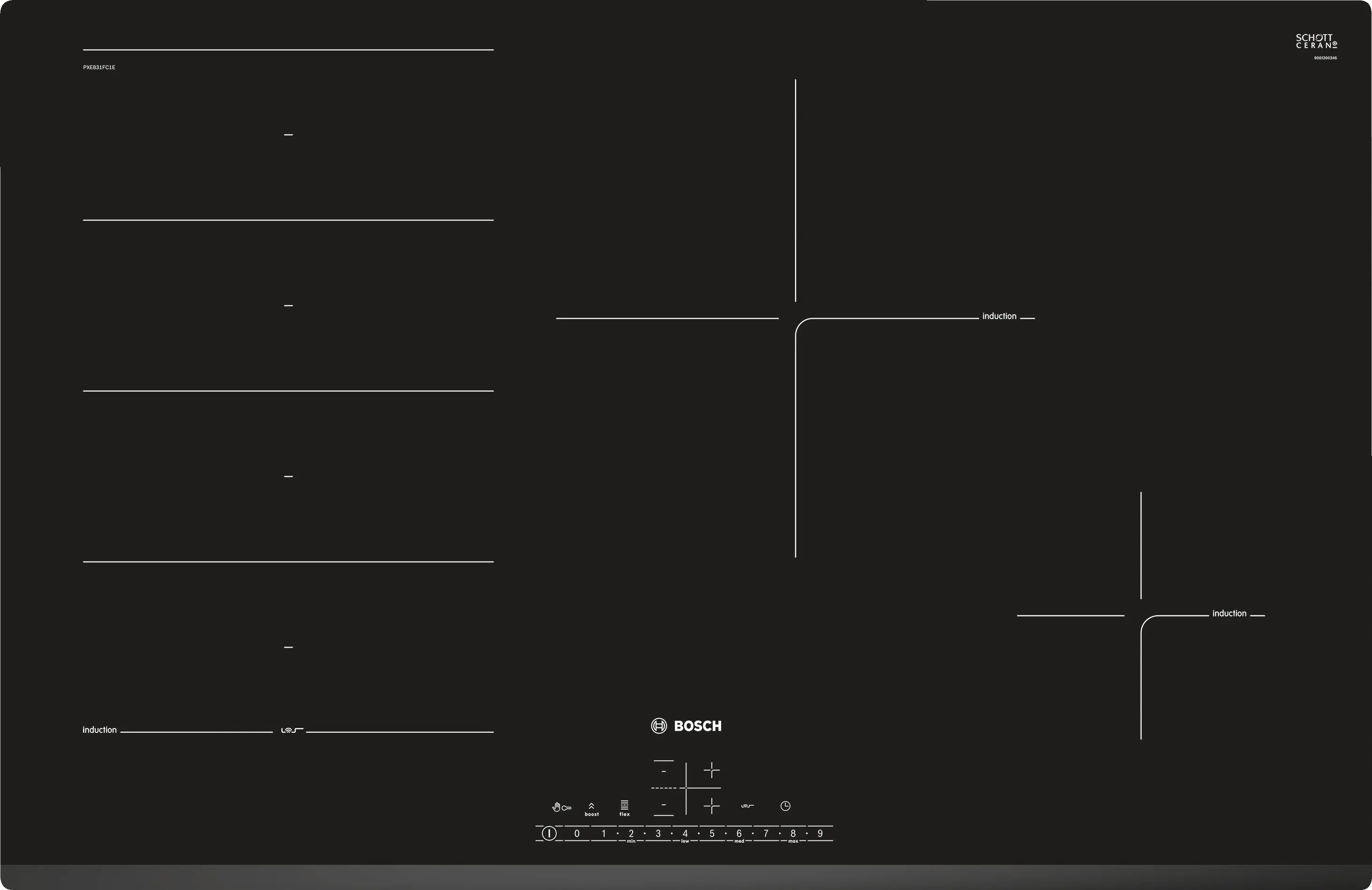 Série 6, Table à induction, 60 cm, Noir BOSCH PXE611FC1E