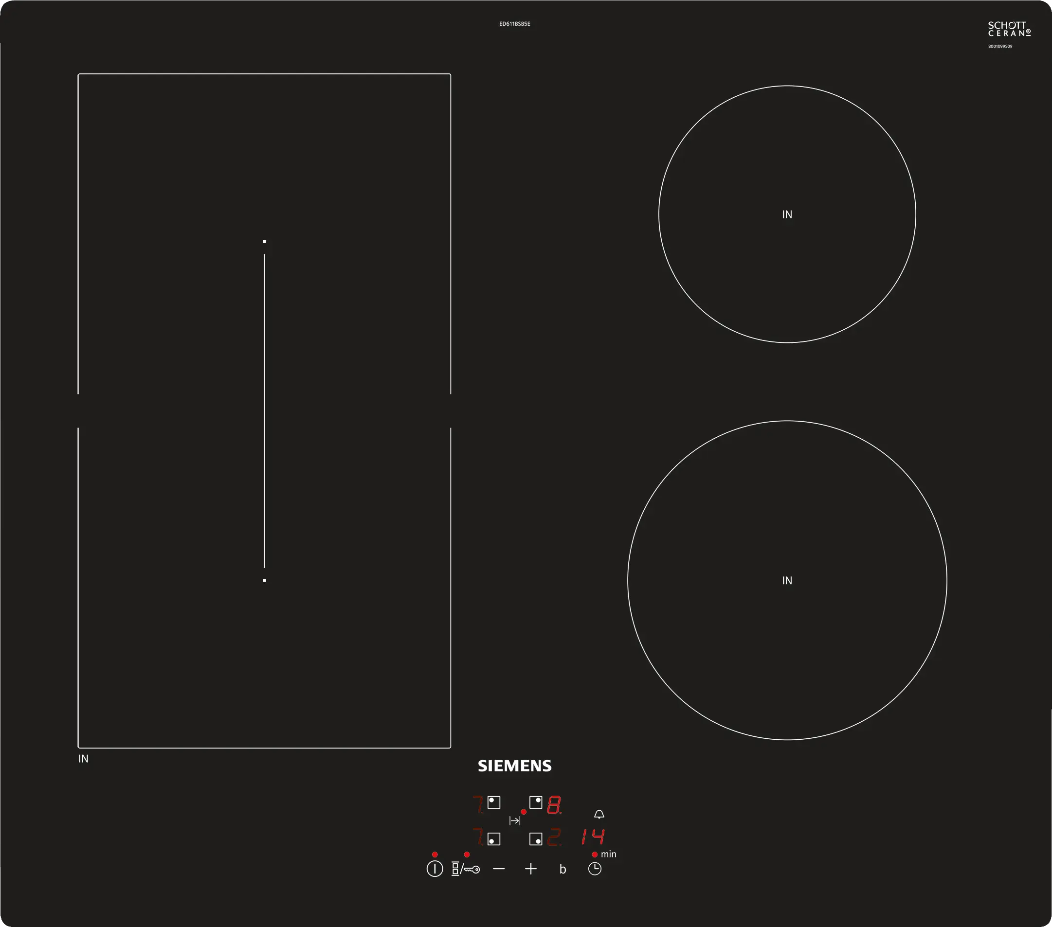 Table à induction iQ500, 60 cm ED611BSB5E SIEMENS