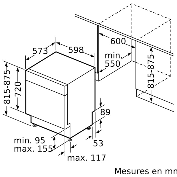 Série 2, Lave-vaisselle sous plan, 60 cm, Acier brossé anti-traces BOSCH SMU2ITI68E