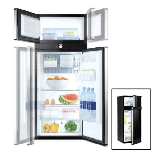 Réfrigérateur à absorption trimixte, 177 L, 12V - 230V-GAZ, noire, porte a double charnière, Dometic RMD 10.5XT