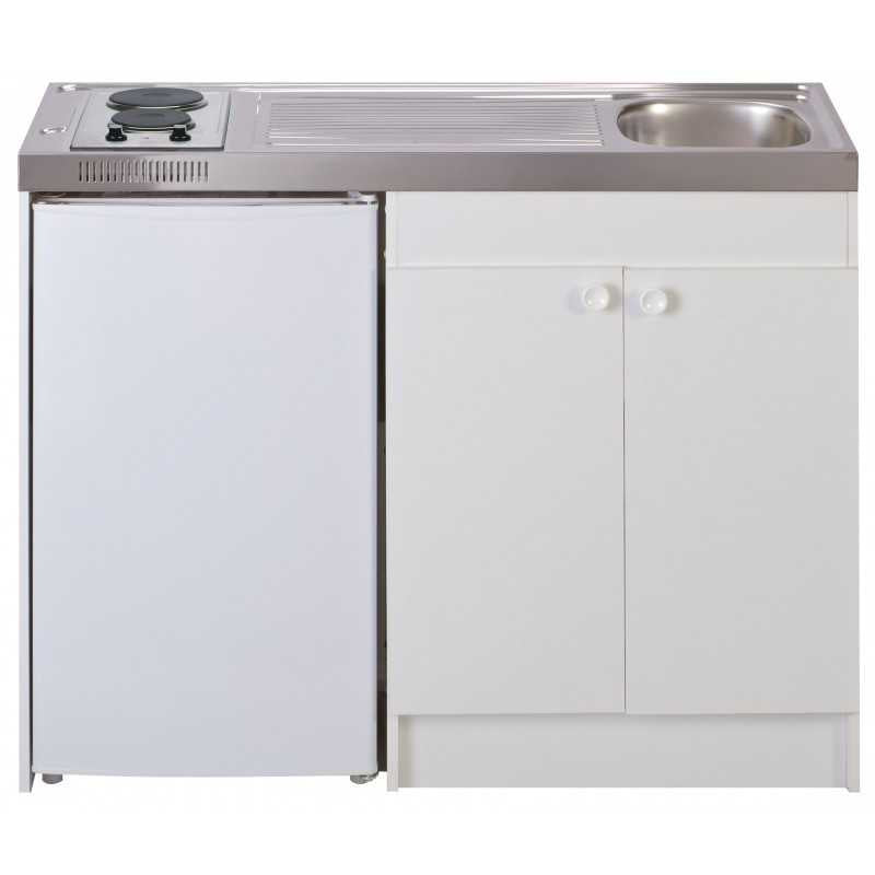 Kitchenette 140 cm + domino électrique  + évier inox réversible + frigo top 4* 140M2P114DE