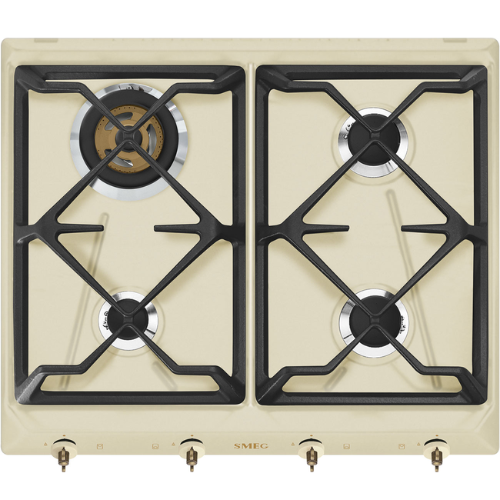 Table De Cuisson 4 Feux 60 cm Gaz Crème SMEG SRV864POGH - vue 1