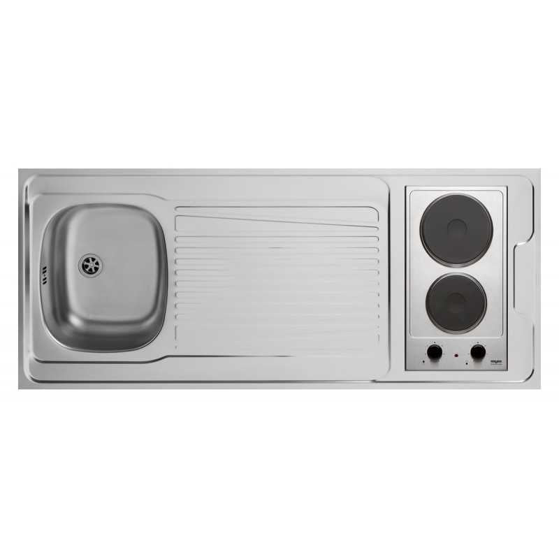 Kitchenette 140 cm + domino électrique  + évier inox réversible + frigo top 4* 140M2P114DE